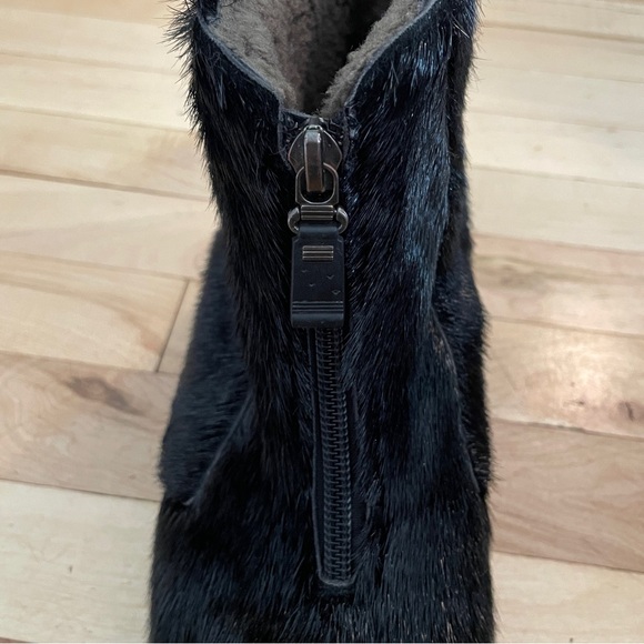 Vtg Pajar Black Seal Skin Genuine Shearling Lining Zip Ankle Boots - Sz 6.5 - Picture 8 of 14